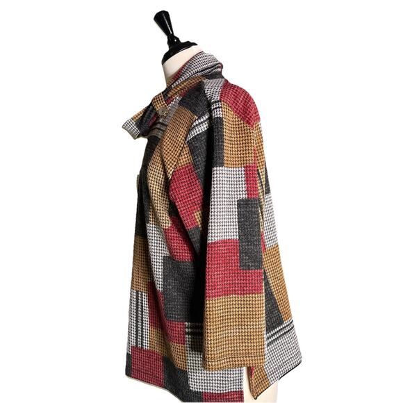 Alfred Dunner Sweater Petite Large Cowl Neck Sweater Houndstooth Pattern - Picture 3 of 5